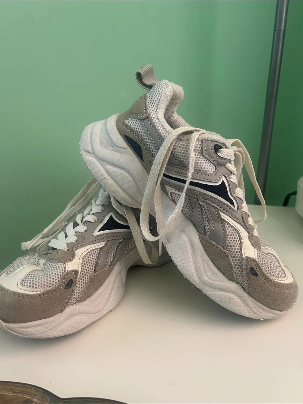 Reebok White and Gray kids  Athletic Sneakers